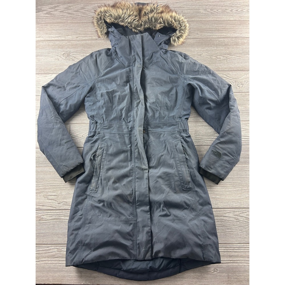 The North Face Womens Arctic Parka Navy Blue 550 Down Faux Fur Hood Small